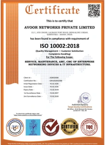 ISO 10002:2018 Certificate