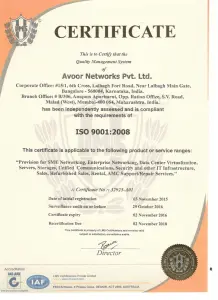 ISO 9001:2008 Certificate